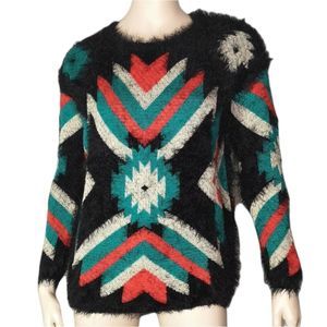𝅺Parisian Collection Sweater Aztec Eyelash Knit Super Soft Stretch Fuzzy Medium